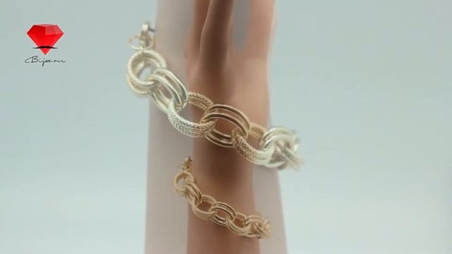 Bije.ru: Позолоченный браслет в виде цепочки с двойными звеньями Landanen (Ланданен)