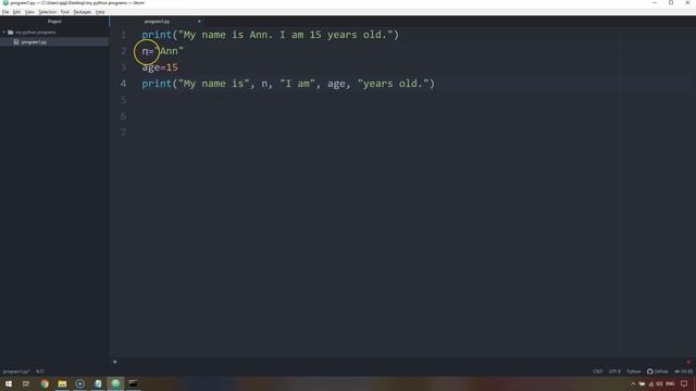 Programming for Beginners and Kids :L12: Printing variables with string in Python смотреть онлайн