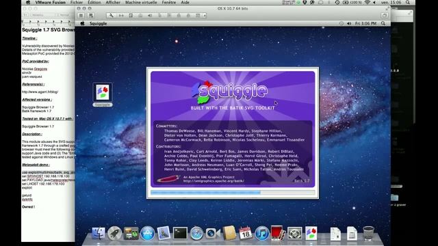 Squiggle 1.7 SVG Browser Java Code Execution Metasploit Demo смотреть онлайн