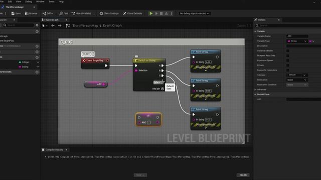 UE5 Blueprints Tutorial 006-5 Node: Switch On String (Default) смотреть онлайн