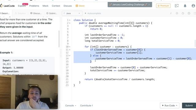 Leetcode 1701. Average Waiting Time [Java] смотреть онлайн