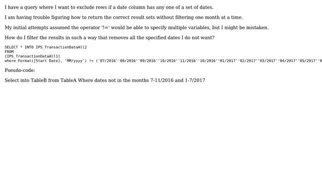 Databases: Can't get my SQL query to filter by dates like I want смотреть онлайн
