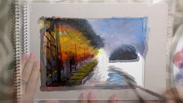 Осенний пейзаж акриловыми красками / Speed drawing смотреть онлайн