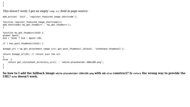 Wordpress: Fallback image URL if no featured image exists via a shortcode function смотреть онлайн
