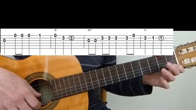 Guitar lesson - Hush, Little Baby - Easy Guitar melody tutorial + TAB смотреть онлайн