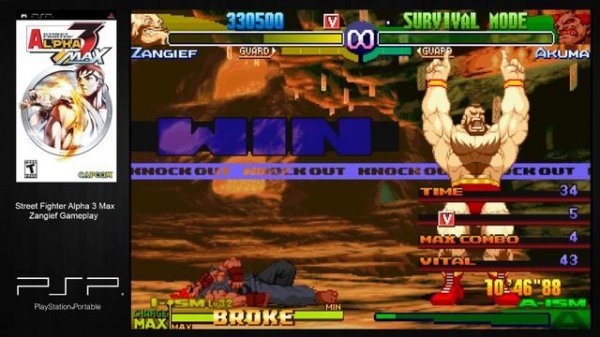 Street Fighter Alpha 3 Max [PSP] - Zangief Gameplay (Expert Mode)