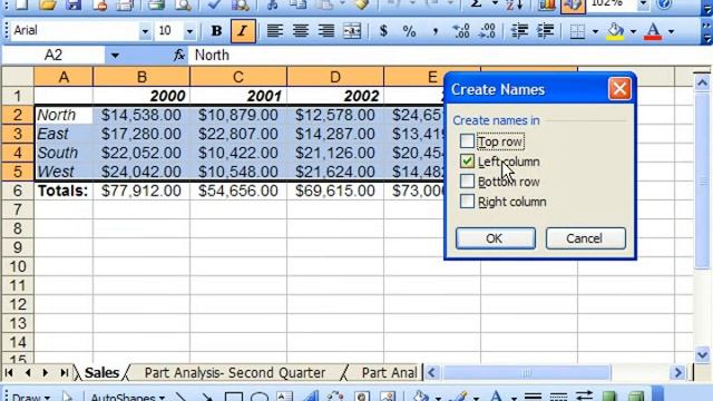 Excel 2003 Tutorial Creating Names from Headings Microsoft Training Lesson 13.4 смотреть онлайн