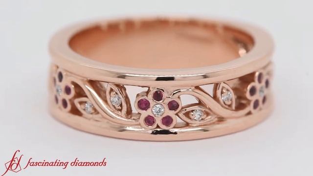 Nature Inspired Red Ruby Wedding Band With Diamond-FD121712B смотреть онлайн