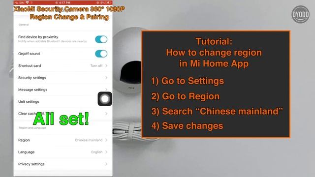 Region & Pairing Xiaomi Security Camera 360° 1080P In Malaysia