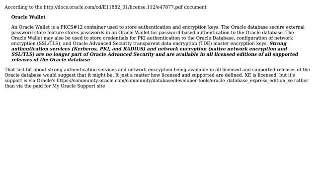 Databases: Is Oracle Wallet available for use with Oracle XE 11gR1 (3 Solutions!!) смотреть онлайн