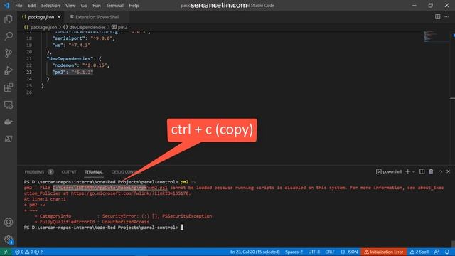pm2.ps1 cannot be loaded because running scripts is disabled on this system. Error and solution. смотреть онлайн