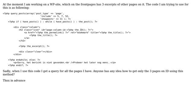 Wordpress: query_posts doesnt show pages with given ID when post_type =＞ page смотреть онлайн