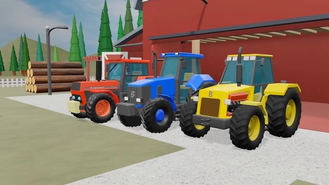 Excavator, Concrete Mixer and Tractor are Building a fence - See Colorful Vehicles and Their Purpos смотреть онлайн