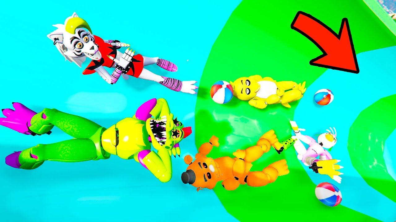 СПУСК СО СКОЛЬЗКОЙ ГОРКИ ЗА АНИМАТРОНИКОВ в АКВАПАРКЕ ГТА 5 МОДЫ! ОБЗОР МОДА в GTA 5 SECURITY BREACH смотреть онлайн