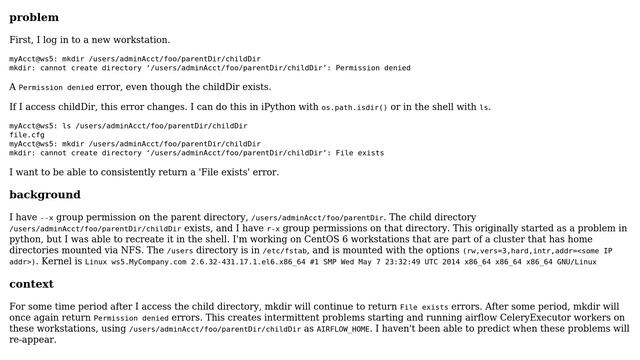 mkdir gives different errors (permission denied vs. file exists) depending on whether directory... смотреть онлайн