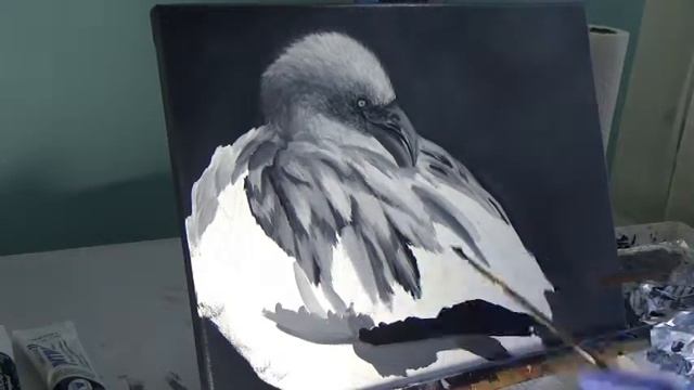 Flamingo in Oil Paints - Grisaille Method - Melissa Mancuso Art смотреть онлайн