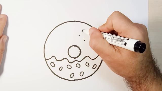 Как нарисовать милого котенка пончика | Рисование раскраски смотреть онлайн