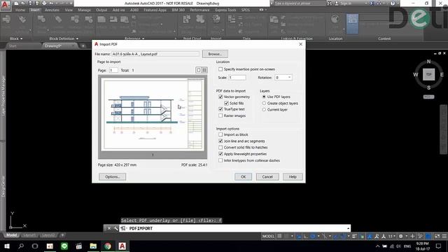 Import PDF to AutoCADcreate line & Objects смотреть онлайн