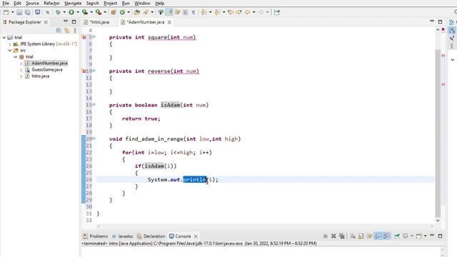 Java Programming || Adam number in a Range || Classes and Objects || Problem Solving || смотреть онлайн