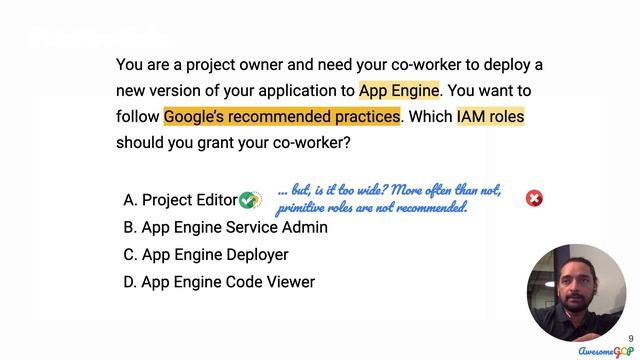 ACE-1, GCP Associate Cloud Engineer - Principle of Least Privilege, Roles, IAM смотреть онлайн