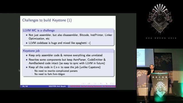 REcon 2016 - Keystone the last missing framework of Reverse Engineering (Nguyen Anh Quynh) смотреть онлайн