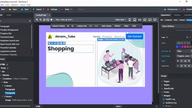 Responsive Simple Landing web site using Bootstrap studio drag and drop ui ux смотреть онлайн
