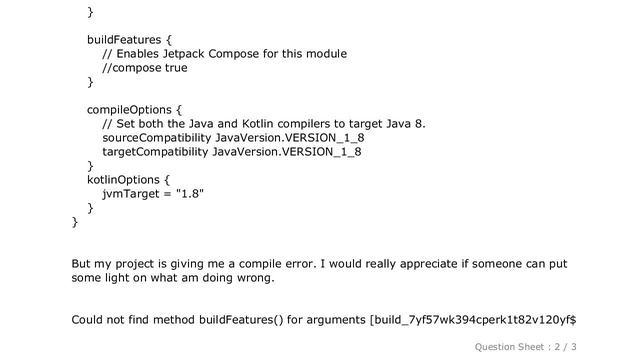 Android : Error when adding buildFeatures in build.gradle file смотреть онлайн