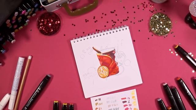 Самые дешевые маркеры для рисования//Новогодний скетч маркерами (TUTORIAL)//Banggood