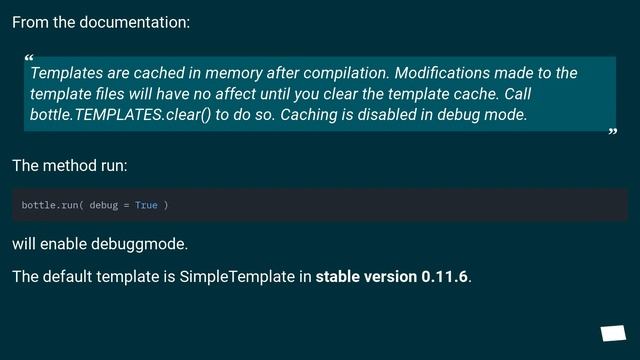 Bottle.py caching templates despite being in debug mode смотреть онлайн