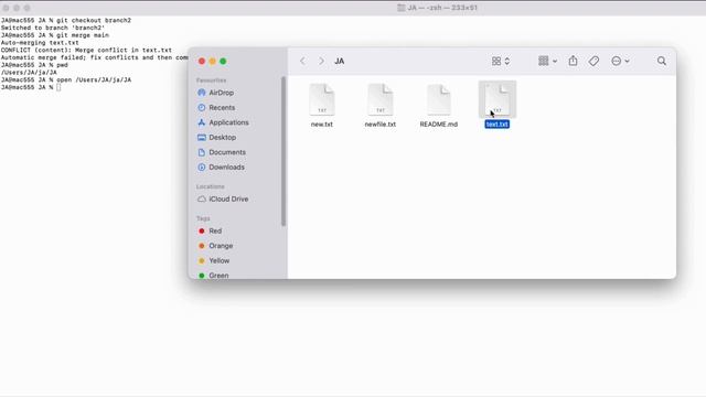 GIT Merge | Live demo on resolving branch conflicts | Learn git in Just a Min. #15 смотреть онлайн