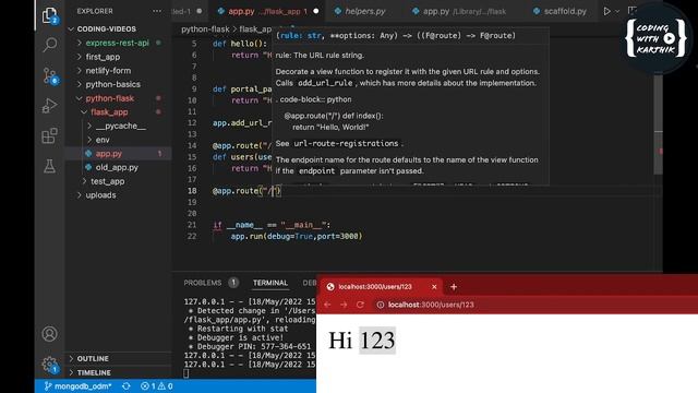 Python Flask tutorial -Routing,Variable rules,redirection,URL building | Session 2#CodingWithKarthi смотреть онлайн