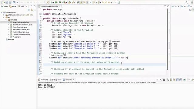 ARRAYLIST Java Program ? смотреть онлайн