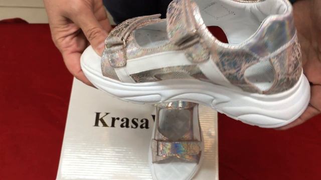 Сандалии для девочки KrasaWin, цвет св.розовый/белый 3019-05-21A смотреть онлайн