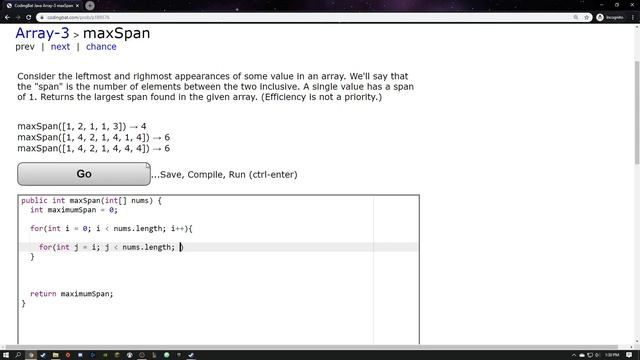 Coding Bat Java - Arrays 3 - Max Span смотреть онлайн