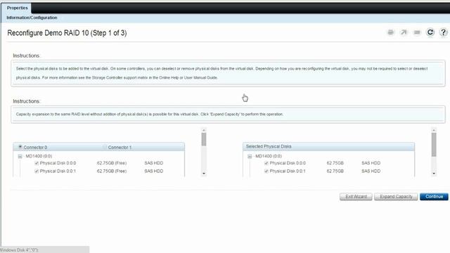 Dell OpenManage Storage Services 8.2 - RAID 10 Virtual Disk Expansion by Adding Physical Disks смотреть онлайн