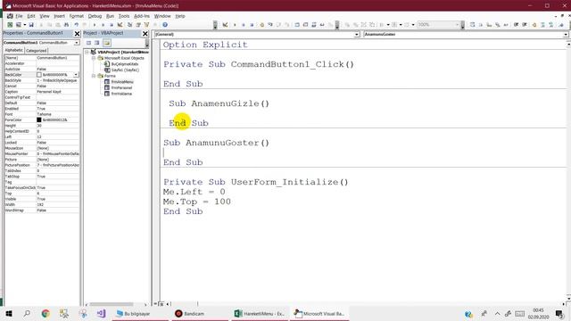 Excel VBA ile Farklı bir hareketli Anamenü çalışması смотреть онлайн