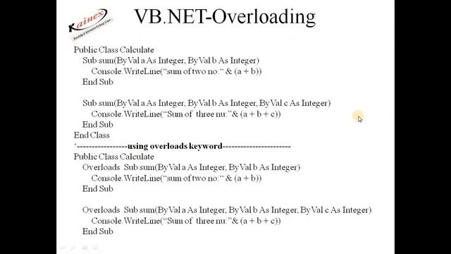 VB.NET overloading & overriding смотреть онлайн