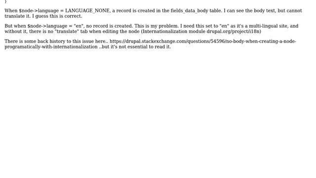 Drupal: No body text saved when creating a node with I18n and specific language set (2 Solutions!!) смотреть онлайн