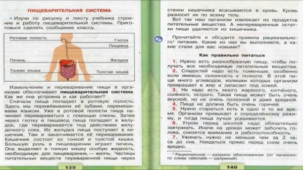 Наше питание. Окружающий мир. 3 класс, 1 часть. Учебник А. Плешаков стр. 138-141
