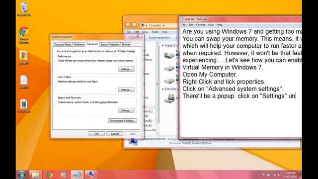 How To Enable Virtual Memory in Windows 7 and boost your computer смотреть онлайн