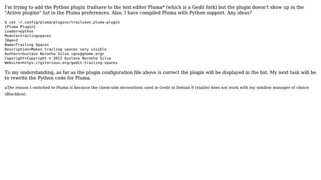 How do I make Python plugins work in Pluma? смотреть онлайн