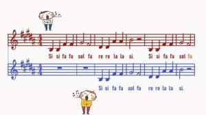 Канон си-мажор для детей, сольфеджио - ноты и анимация