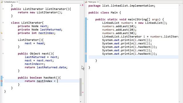 LinkedList - java 구현 12 : Iterator hasNext смотреть онлайн
