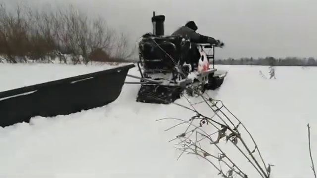 На мототолкачь "форза" по глубокому снегу, первый опыт. смотреть онлайн