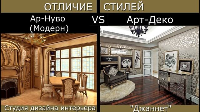 Чем отличается Ар-Нуво (Модерн) стиль интерьера от Арт-Деко.