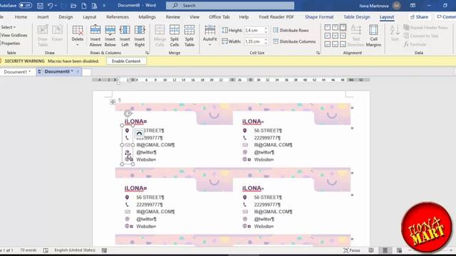 27. #MIcrosoftWord. Как сделать профессиональную визитку  с помощью шаблонов.