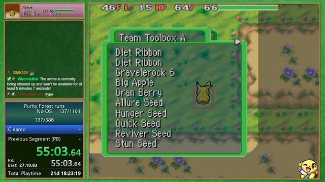 Pikachu (1:50:24) - Purity Forest Clears (138/386) - Pokemon Mystery Dungeon: Blue Rescue Team смотреть онлайн