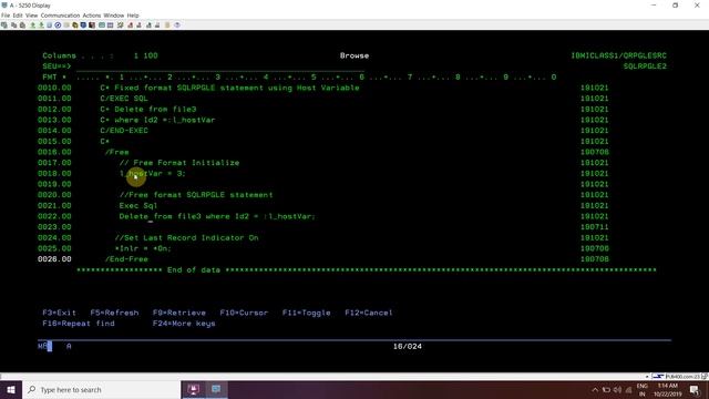 IBM i, AS400 Tutorial, iSeries, System i - SQLRPGLE Host Variable concepts and basic Example смотреть онлайн