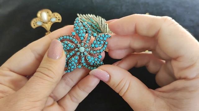 Винтажные броши. Имитация бирюзы. смотреть онлайн