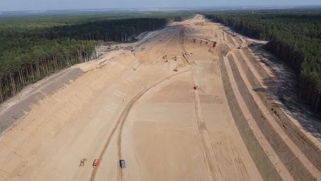 Трасса М-12. Этап 8. Левый берег Волги. Земляные работы после моста. 06.08.2022